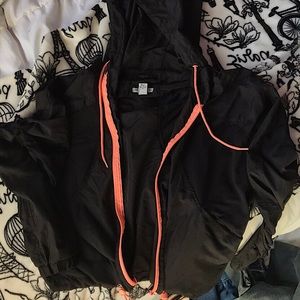 forever 21 pink+ black sweater full zip size M